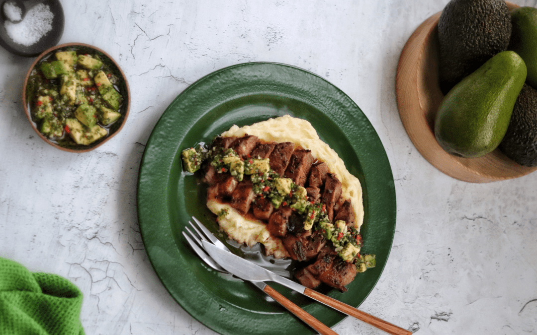 How To Make Seared Sirloin Served With Avocado and Mash