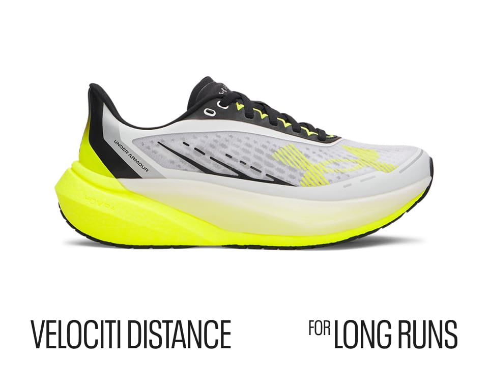 The full Velociti lineup delivers a complete fast-running ecosystem, from daily mileage to race day. 