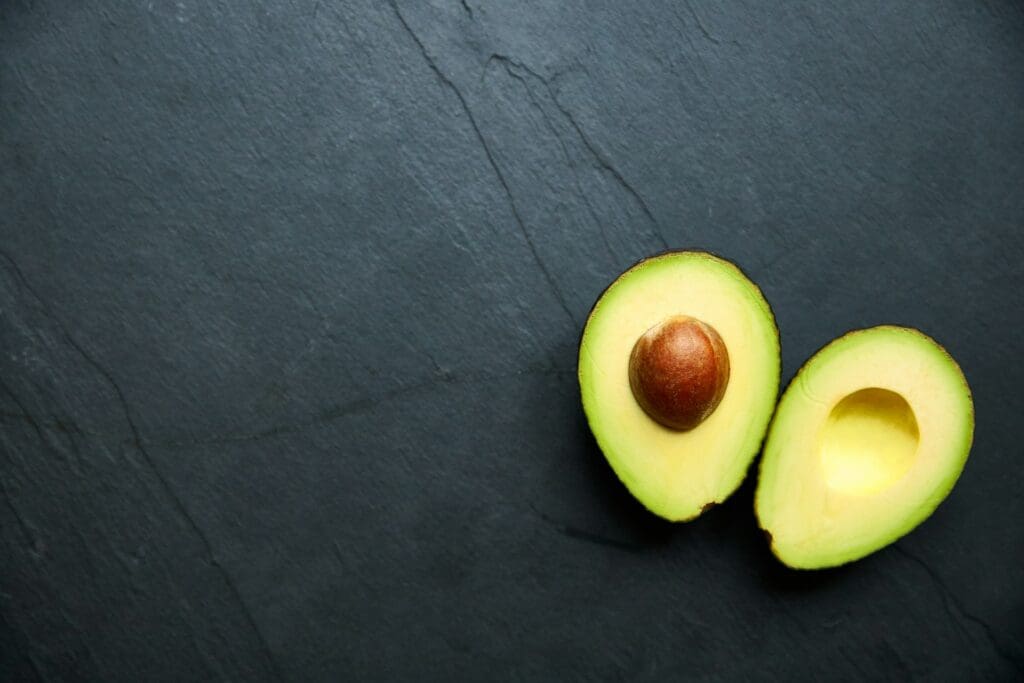 high-fibre avocado on black granite chopping block