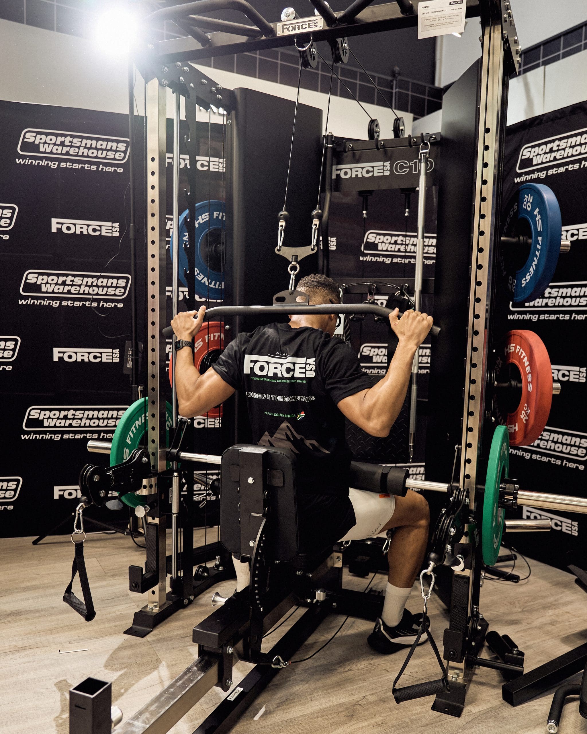 The Force USA C10 All-In-One Trainer & Sliding Bench combines multiple training functions in one compact setup.
