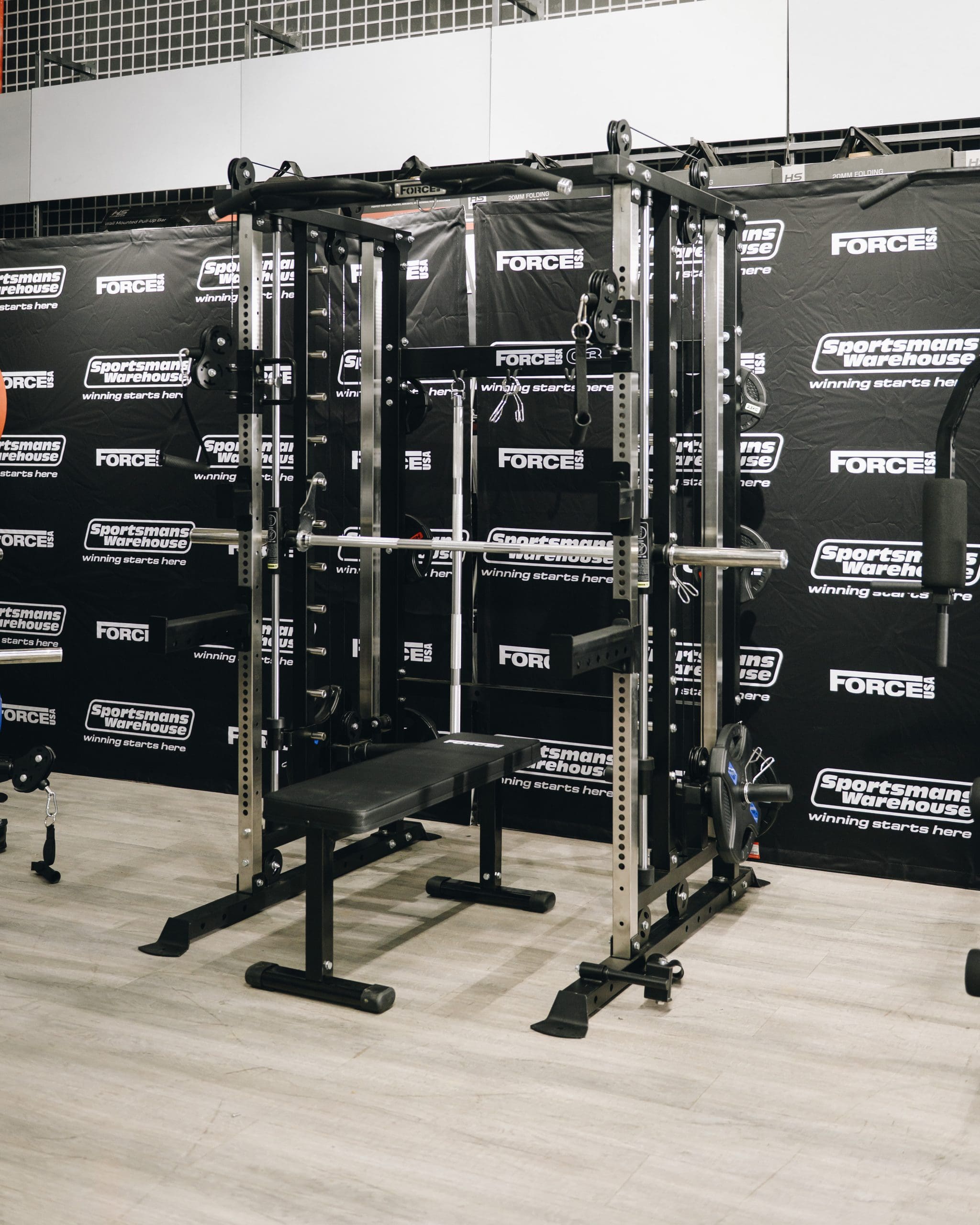 The Force USA G3 All-In-One Trainer combines a Smith machine, functional trainer, power rack, core trainer and multi-grip chin-up station.